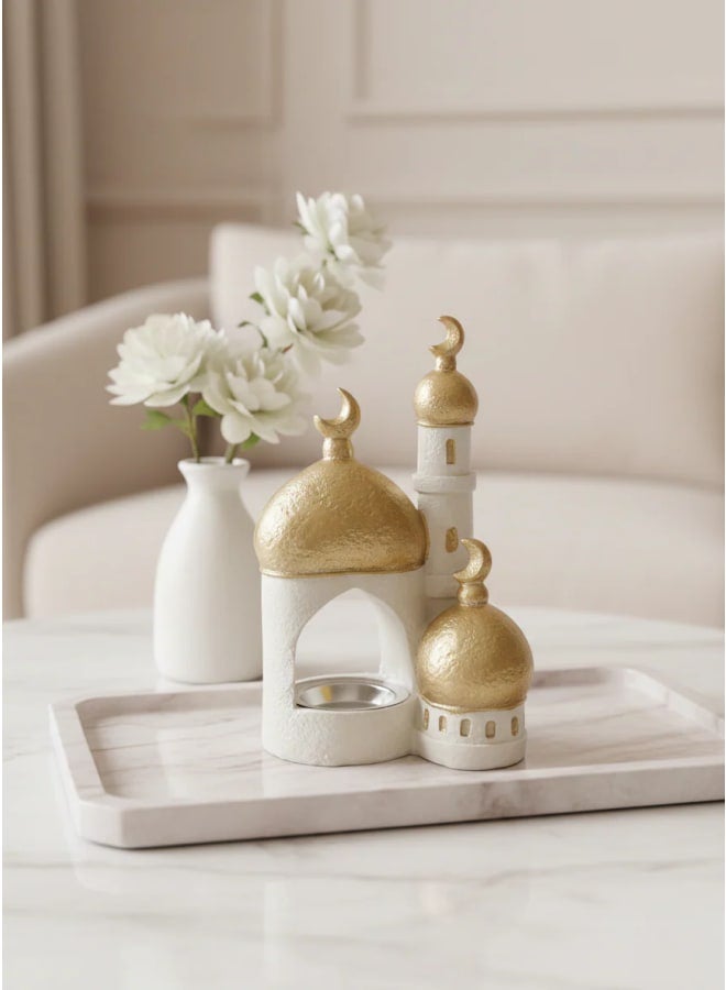 Ramadan Minaret Incense Burner-White/Gold